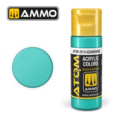 Peinture acrylique ATOM Ammo Mig Aquamarine by Mig Jiménez - peinture pour le modélisme, peinture artistique, peinture acrylique.