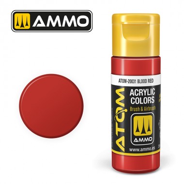 Pintura acrílica ATOM Ammo Mig Blood Red by Mig Jiménez - pintura para el modelado, pintura artística, pintura acrílica.