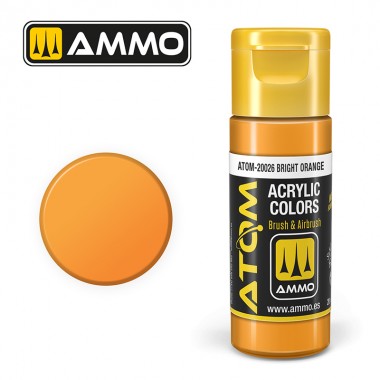 Pintura acrílica ATOM Ammo Mig Bright Orange by Mig Jiménez - pintura para el modelado, pintura artística, pintura acrílica.