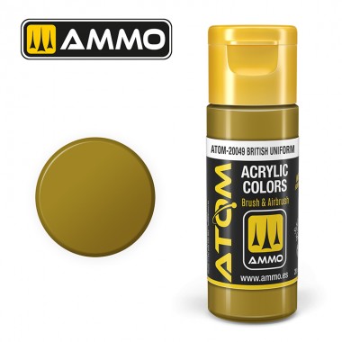 Colori acrili ATOM by Ammo Mig ,Vernice Acrilica Bristish Uniform di Mig Jiménez - pittura acrilica per modellismo, pittura artistica, vernice acrilica.