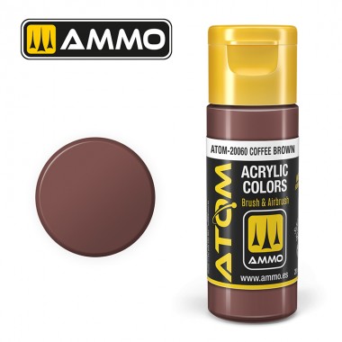 Pintura acrílica ATOM Ammo Mig Coffee Brown by Mig Jiménez - pintura para el modelado, pintura artística, pintura acrílica.