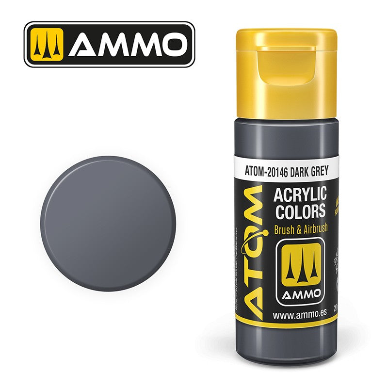 Acrylic paint ATOM Ammo Mig Dark Grey by Mig Jiménez - modelism paint, artistic paint, acrylic paint.