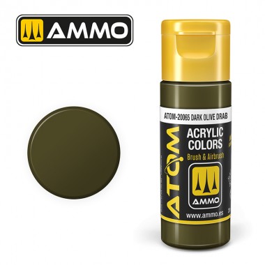 Colori acrili ATOM by Ammo Mig ,Vernice Acrilica Dark Olive Drab di Mig Jiménez - pittura acrilica per modellismo, pittura artistica, vernice acrilica.