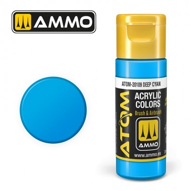 Peinture acrylique ATOM Ammo Mig Deep Cyan by Mig Jiménez - peinture pour le modélisme, peinture artistique, peinture acrylique.