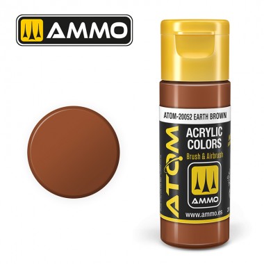 Pintura acrílica ATOM Ammo Mig Earth Brown by Mig Jiménez - pintura para el modelado, pintura artística, pintura acrílica.