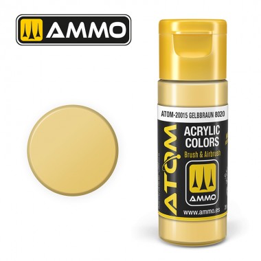 Pintura acrílica ATOM Ammo Mig Gelbbraun 8020 by Mig Jiménez - pintura para el modelado, pintura artística, pintura acrílica.