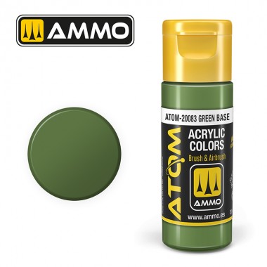 Pintura acrílica ATOM Ammo Mig Green Base by Mig Jiménez - pintura para el modelado, pintura artística, pintura acrílica.