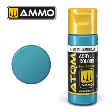 Colori acrili ATOM by Ammo Mig ,Vernice Acrilica Green Blue di Mig Jiménez - pittura acrilica per modellismo, pittura artistica, vernice acrilica.