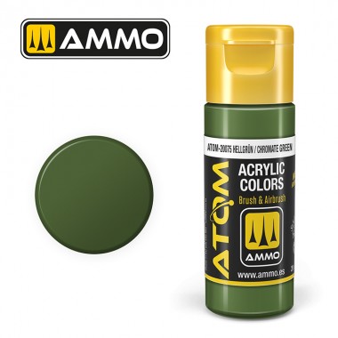 Pintura acrílica ATOM Ammo Mig Hellgrün/Chromate Green by Mig Jiménez - pintura para el modelado, pintura artística, pintura acrílica.