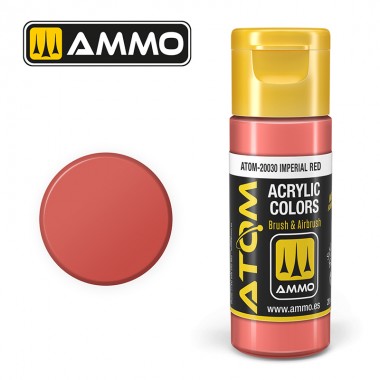 Pintura acrílica ATOM Ammo Mig Imperial Red by Mig Jiménez - pintura para el modelado, pintura artística, pintura acrílica.