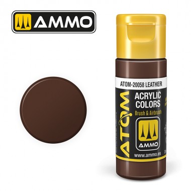 Pintura acrílica ATOM Ammo Mig Leather by Mig Jiménez - pintura para el modelado, pintura artística, pintura acrílica.