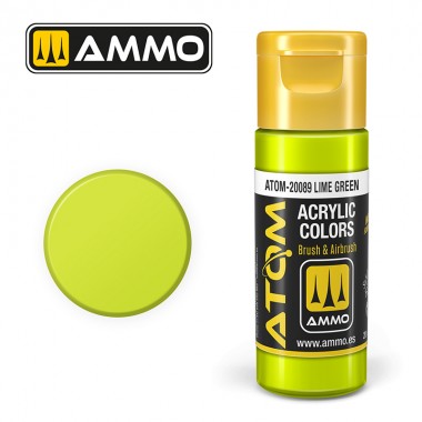 Pintura acrílica ATOM Ammo Mig Lime Green by Mig Jiménez - pintura para el modelado, pintura artística, pintura acrílica.