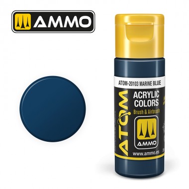 Pintura acrílica ATOM Ammo Mig Marine Blue by Mig Jiménez - pintura para el modelado, pintura artística, pintura acrílica.