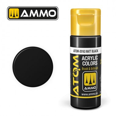 Colori acrili ATOM by Ammo Mig ,Vernice Acrilica Matt Black di Mig Jiménez - pittura acrilica per modellismo, pittura artistica, vernice acrilica.