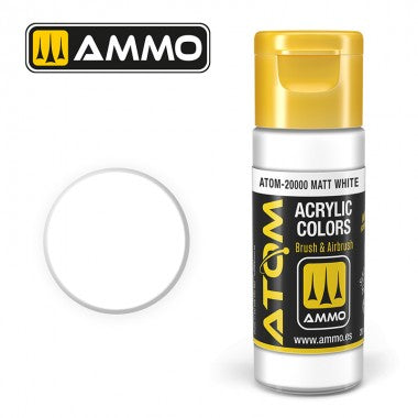 Colori acrili ATOM by Ammo Mig ,Vernice Acrilica Bianca Opaca di Mig Jiménez - pittura acrilica per modellismo, pittura artistica, vernice acrilica.