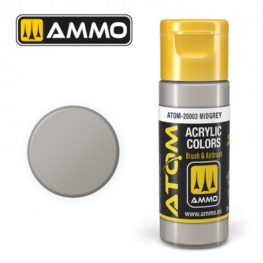 Peinture acrylique ATOM Ammo Mig Midgrey by Mig Jiménez - peinture pour le modélisme, peinture artistique, peinture acrylique.