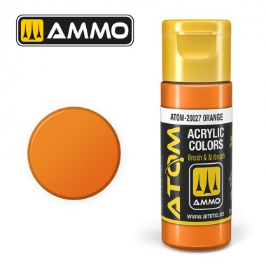 Acrylic paint ATOM Ammo Mig Orange by Mig Jiménez - modelism paint, artistic paint, acrylic paint.