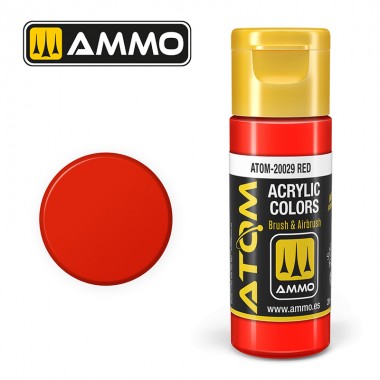 Colori acrili ATOM by Ammo Mig ,Vernice Acrilica Red di Mig Jiménez - pittura acrilica per modellismo, pittura artistica, vernice acrilica.