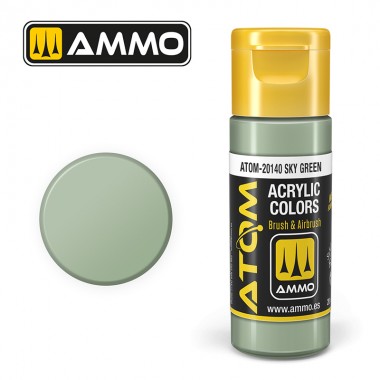 Peinture acrylique ATOM Ammo Mig Sky Green by Mig Jiménez - peinture pour le modélisme, peinture artistique, peinture acrylique.