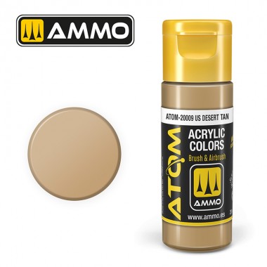 Colori acrili ATOM by Ammo Mig ,Vernice Acrilica US Desert Tan di Mig Jiménez - pittura acrilica per modellismo, pittura artistica, vernice acrilica.