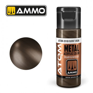 Pintura acrílica ATOM Ammo Mig METALLIC Burnt Iron by Mig Jiménez - pintura para el modelado, pintura artística, pintura acrílica.
