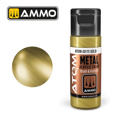 Peinture acrylique ATOM Ammo Mig METALLIC Gold by Mig Jiménez - peinture pour le modélisme, peinture artistique, peinture acrylique.