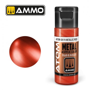 Peinture acrylique ATOM Ammo Mig METALLIC Red by Mig Jiménez - peinture pour le modélisme, peinture artistique, peinture acrylique.