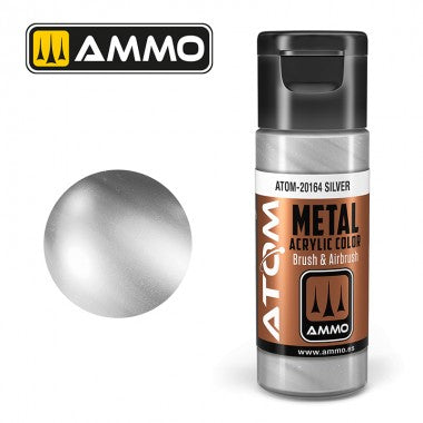 Colori acrili ATOM by Ammo Mig ,Vernice Acrilica METALLIC Silver di Mig Jiménez - pittura acrilica per modellismo, pittura artistica, vernice acrilica.