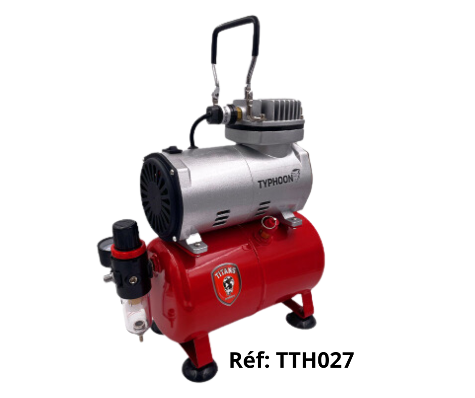 TTH027: Tipo a pistone del compressore d'aria Typhoon. 1/6hp - 220-240V 50Hz con serbatoio aria 3lt.