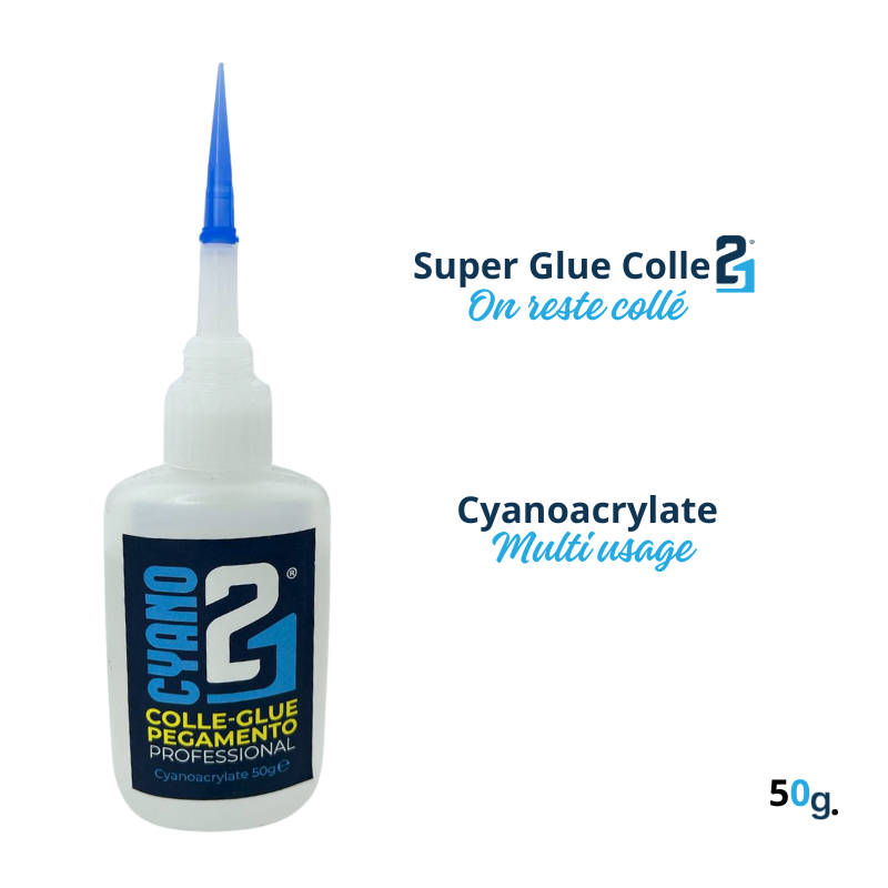 Super Glue Cyano Colle21 50g | Colle Extra Forte pour réparation précise – Colle grand format – Colle à séchage rapide – Colle Multi-Usage pour tous matériaux – Colle Fluide & Durable