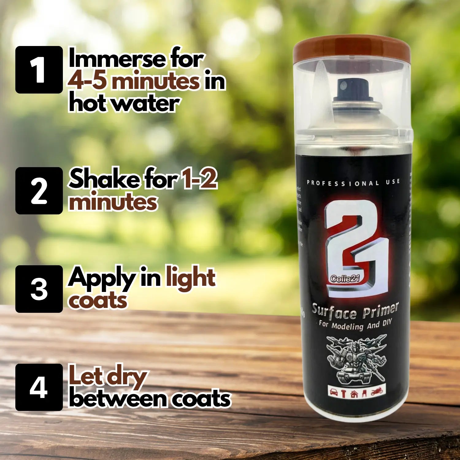 PRIMER SPRAY BROWN Colle21 - Product for DIY & model making, for perfect finishes! Super Glue Colle 21