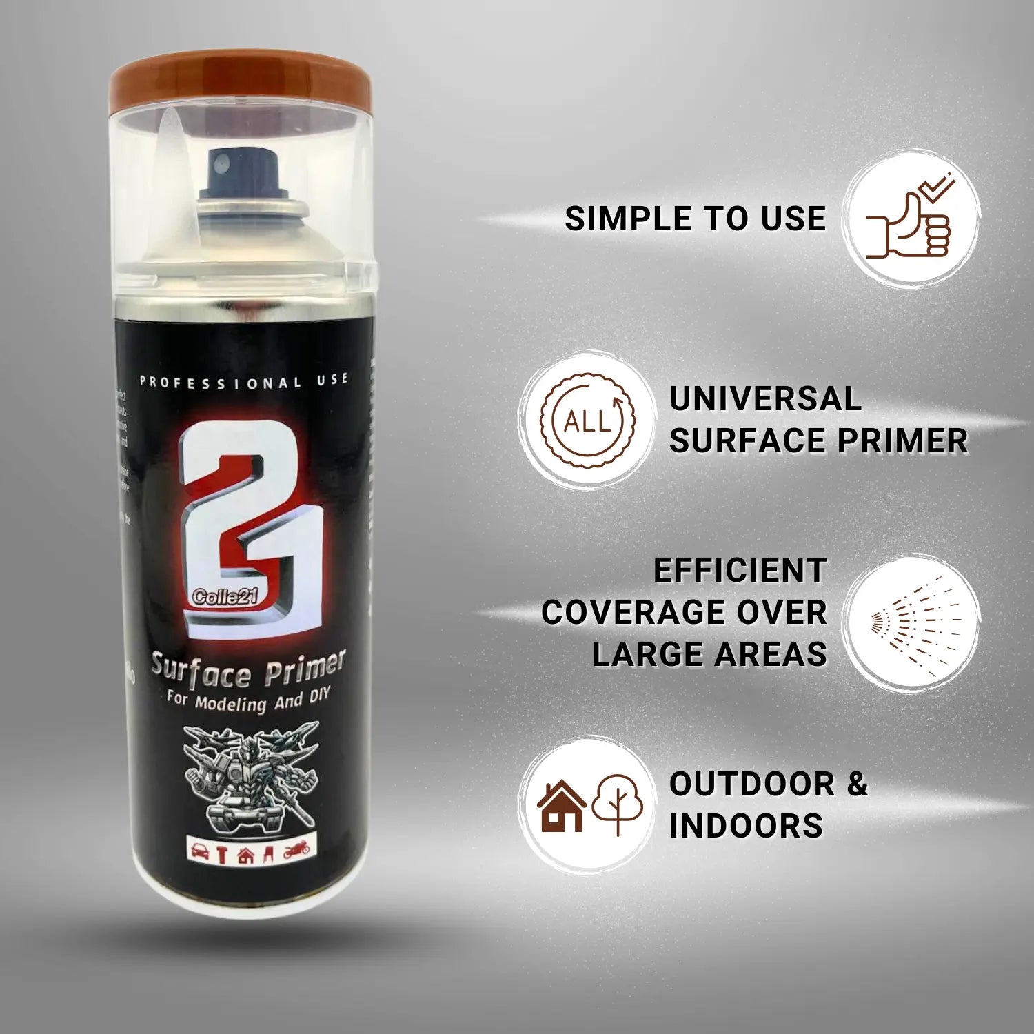PRIMER SPRAY BROWN Colle21 - Product for DIY & model making, for perfect finishes! Super Glue Colle 21