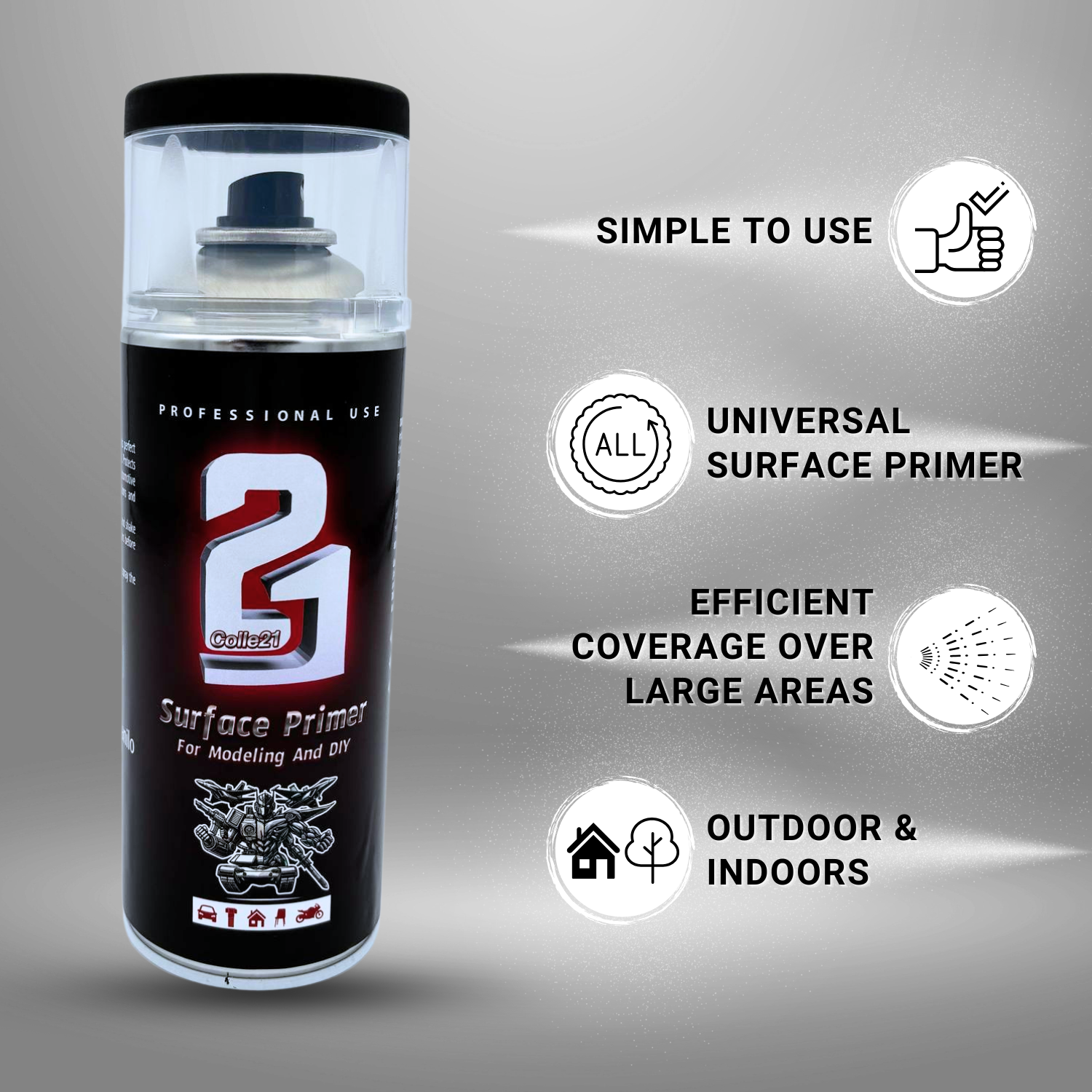 PRIMER SPRAY BLACK MATT Colle21 per modellismo, Primer spray BLACK MATT per bricolage e Hobby.