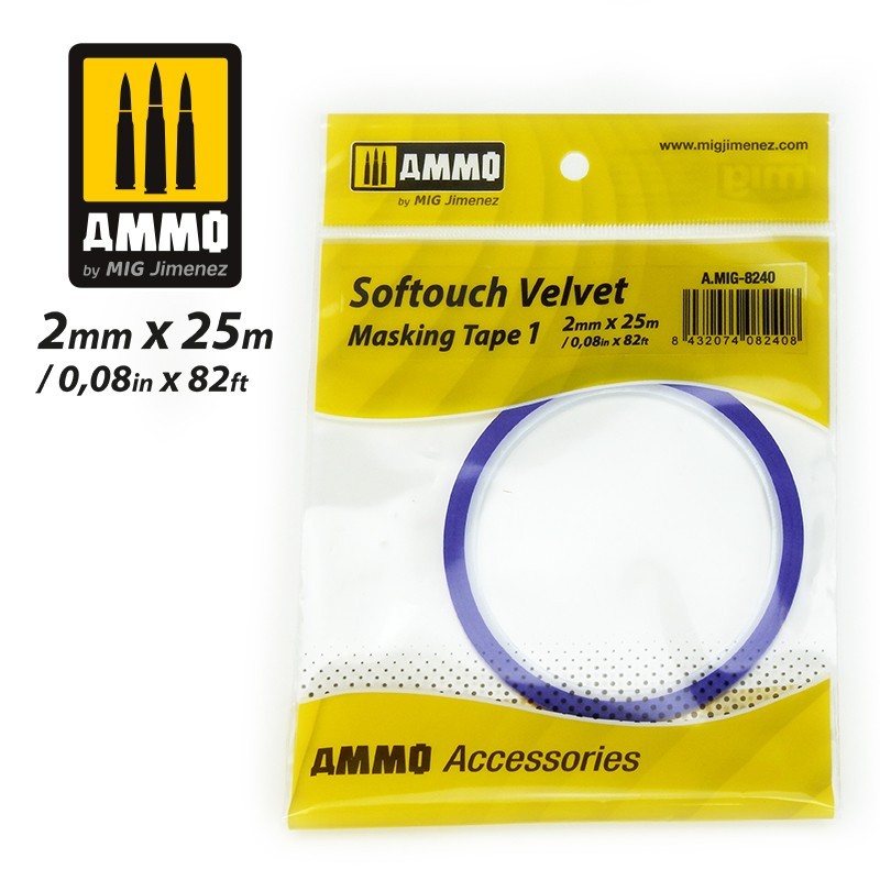 Softouch Velvet Masking Tape 1 (2mm x 25M)  A.MIG-8240