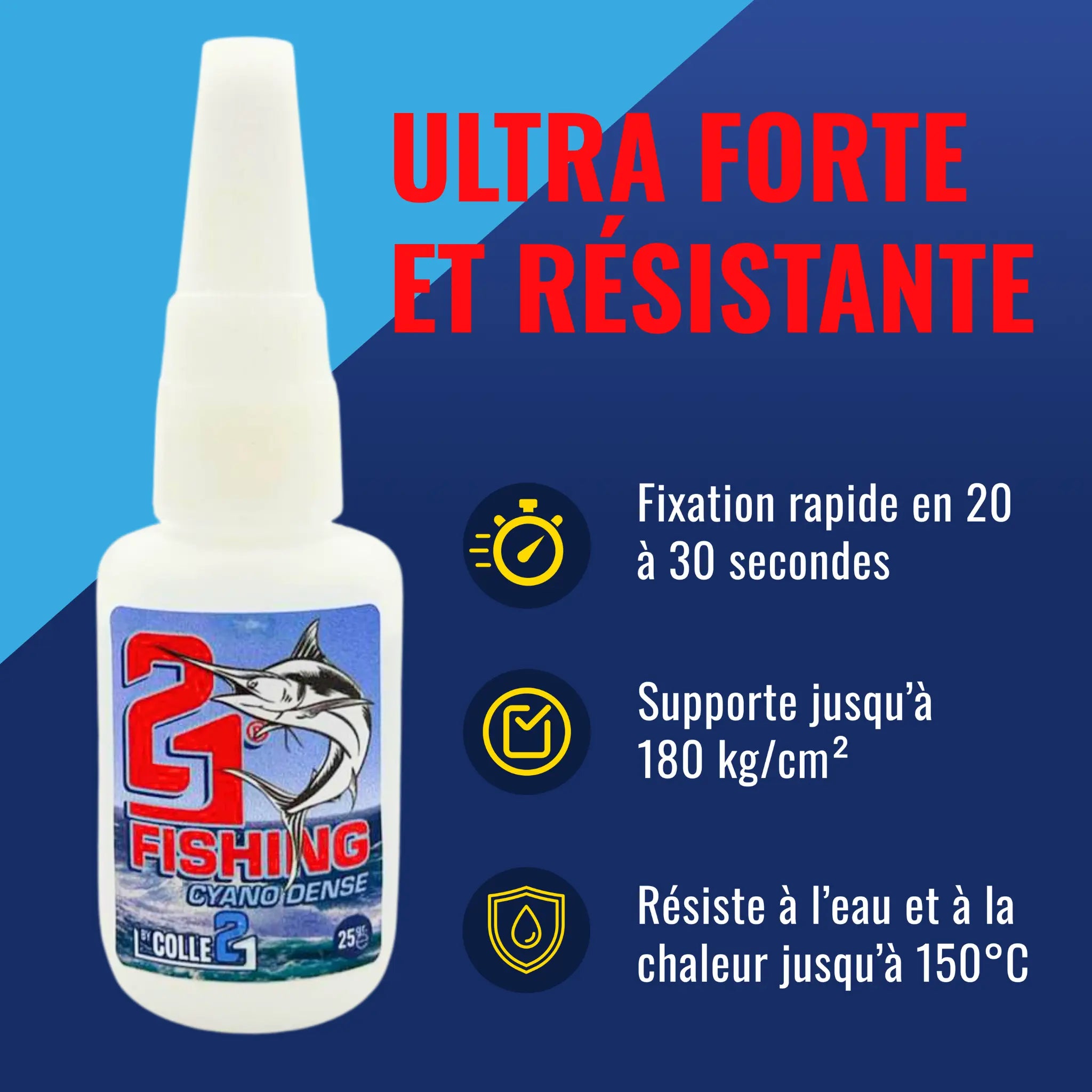 🚀 Colle21 DENSE FISHING 25g | Super Glue Épaisse Haute Précision – Colle Extra-Forte Spéciale Pêche pour Leurres, Hameçons et Montages Sans Coulure 🎣 Super Glue Colle 21