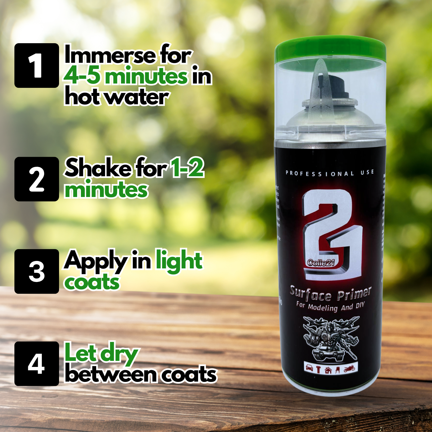 PRIMER SPRAY GREEN MATT Colle21 pour modélisme, Primer spray GREEN MATT pour bricolage et Hobby.